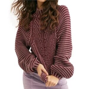 Free People mock neck cropped balloon sleeve sweater